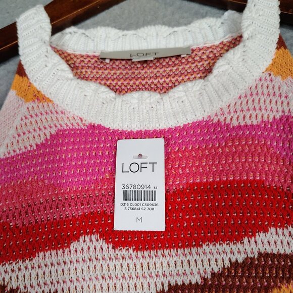 Loft Maxi Sweater Dress Women M Pink Multi Striped Knit Halter Neck Boho NWT - Picture 3 of 9